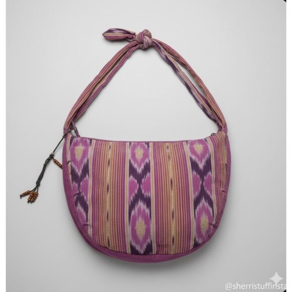 American Eagle Outfitters VTG 2011 Boho Oversized Crescent Ikat Fabric Hobo Bag - Picture 1 of 15